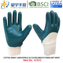 Algodón Jersey Shell Nitrile guantes de trabajo de seguridad recubiertos (N1613)